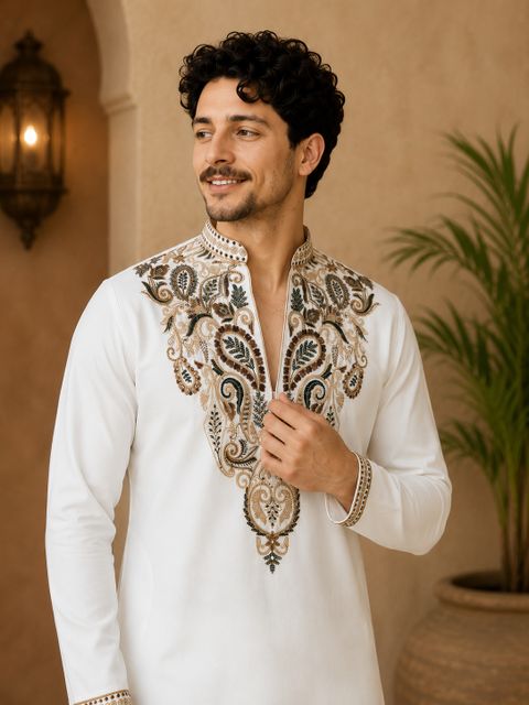 AHSAANDESIGNER Men Silk Blend Kurta Pant Set - Image 5
