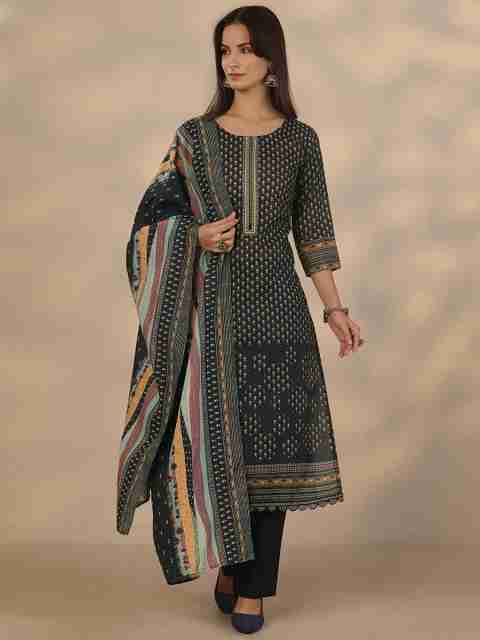 LIBAS Women Cotton Blend Kurta Pant Dupatta Set - Image 5