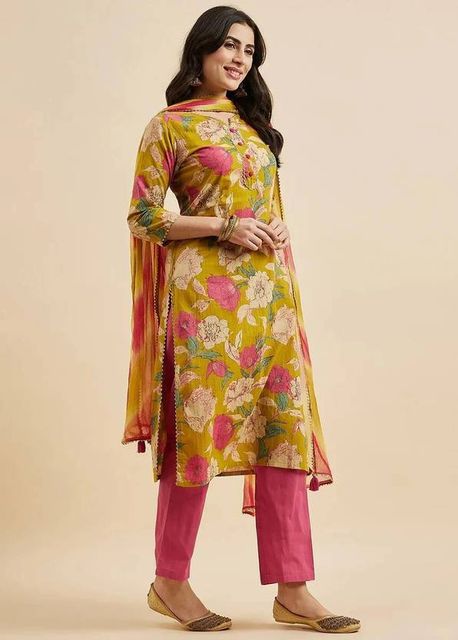 FABUNNA COTTON Women Viscose Rayon Kurta Pant Dupatta Set - Image 5