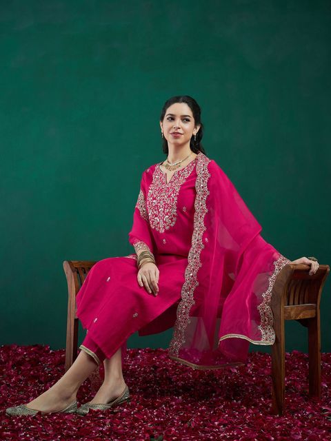 Indo Era Women Viscose Rayon Kurta Pant Dupatta Set - Image 6