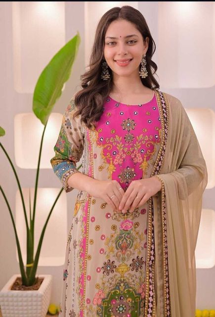 MISHNEE FASHION Women Muslin Kurti Palazzo Dupatta Set - Image 8