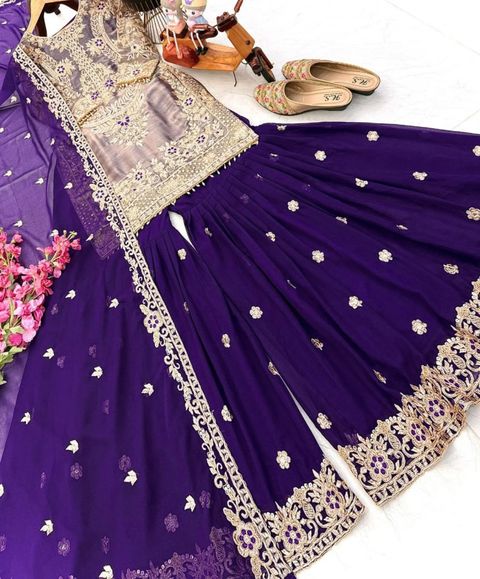 Trijal Fab Women Pure Silk Kurta Sharara Dupatta Set - Image 8