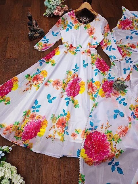 fabveelatextile Women Georgette Kurta Dupatta Set - Image 7
