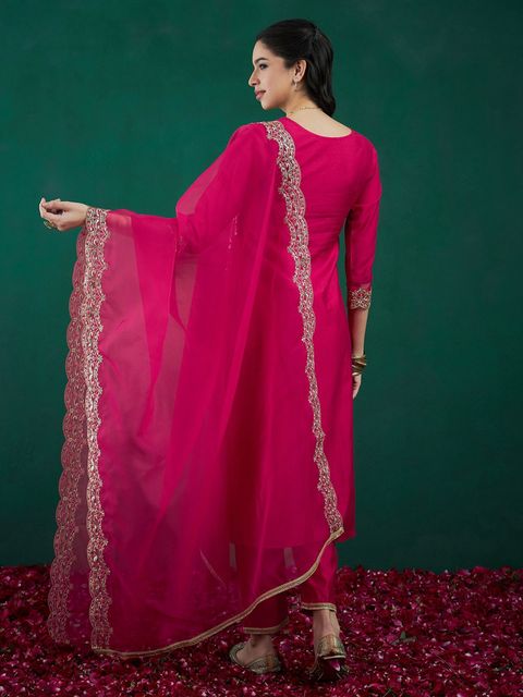 Indo Era Women Viscose Rayon Kurta Pant Dupatta Set - Image 3