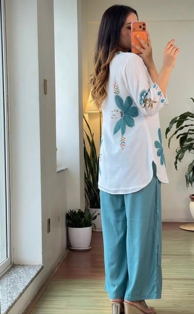 Shanukshi Women Cotton Blend Kurti Palazzo Set - Image 5