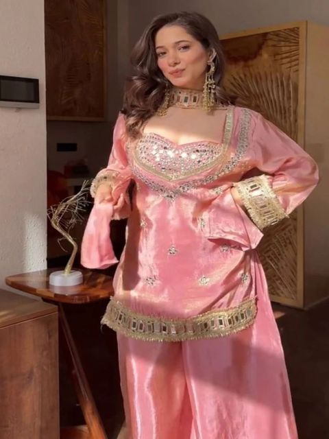 RILLOURA Women Silk Blend Kurti Palazzo Attached Dupatta Set - Image 7