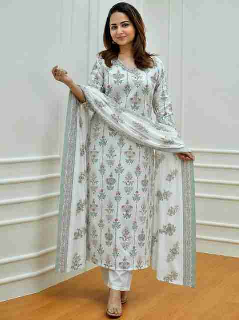 BHADRIYAA Printed Kurta, Trouser/Pant & Dupatta Set - Image 5