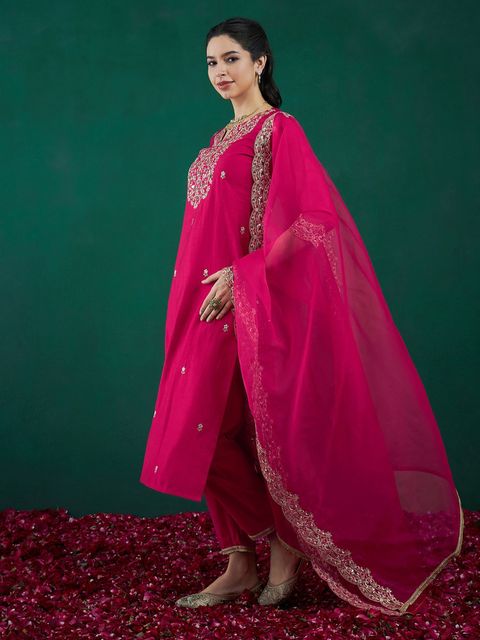 Indo Era Women Viscose Rayon Kurta Pant Dupatta Set - Image 4