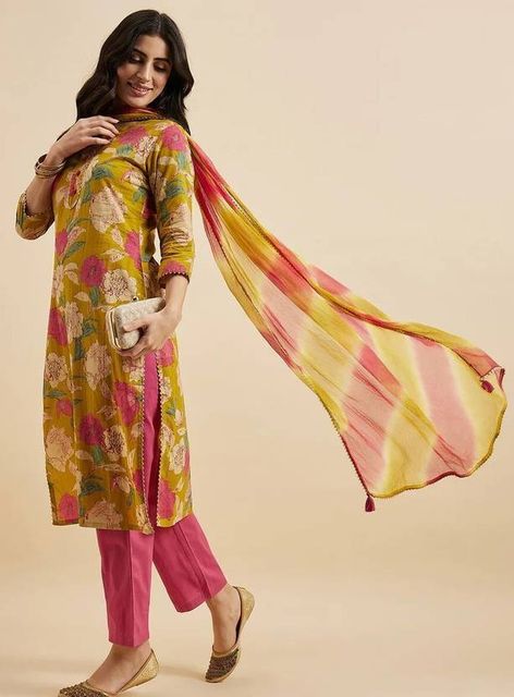 FABUNNA COTTON Women Viscose Rayon Kurta Pant Dupatta Set - Image 4