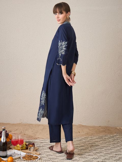 Indo Era Women Pure Cotton Kurta Pant Set - Image 3