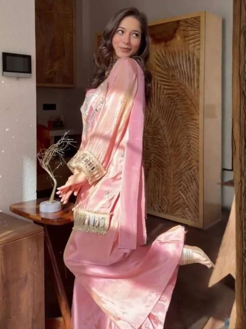 RILLOURA Women Silk Blend Kurti Palazzo Attached Dupatta Set - Image 6