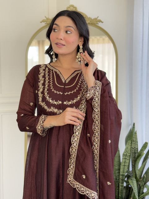 PILUDI Women Art Silk Kurta Pant Dupatta Set - Image 6