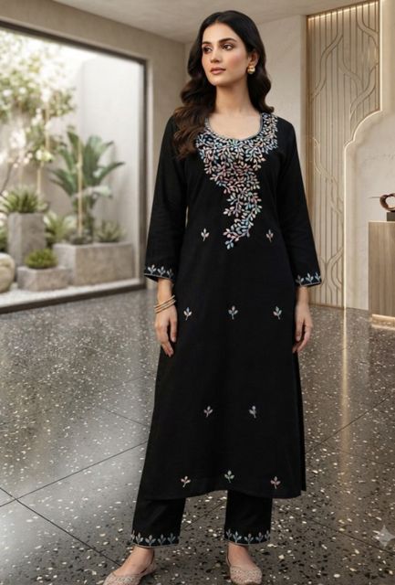 SALMANTEXTILE Women Cotton Blend Kurti Pant Set - Image 4