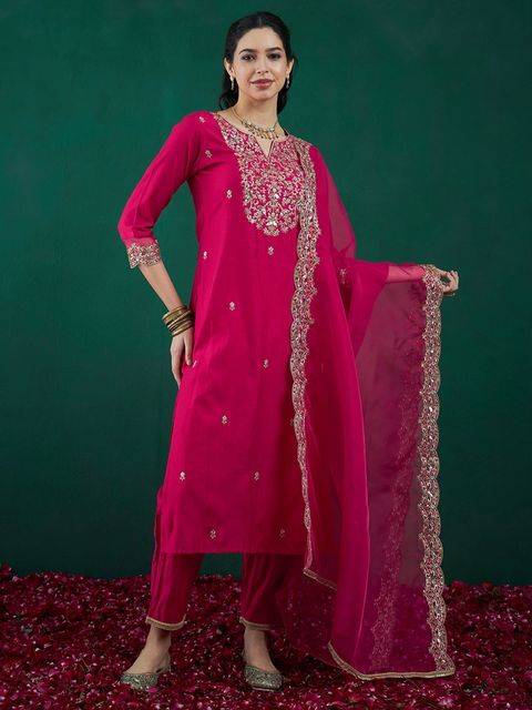 Indo Era Women Viscose Rayon Kurta Pant Dupatta Set - Image 7