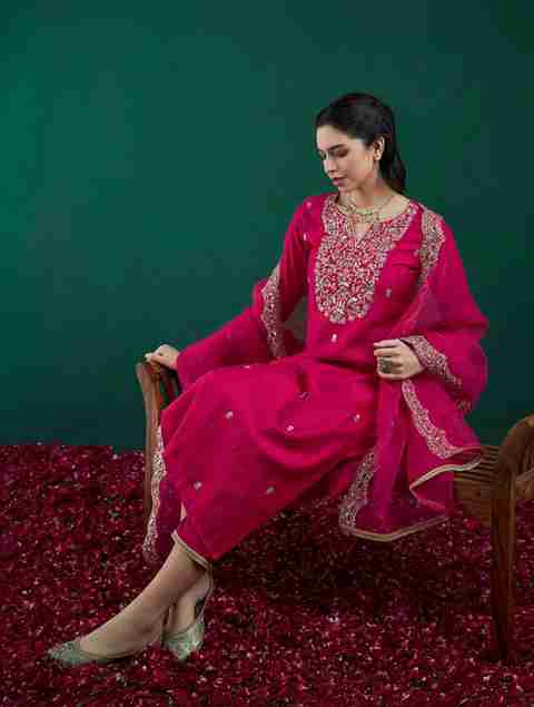 Indo Era Women Viscose Rayon Kurta Pant Dupatta Set - Image 2