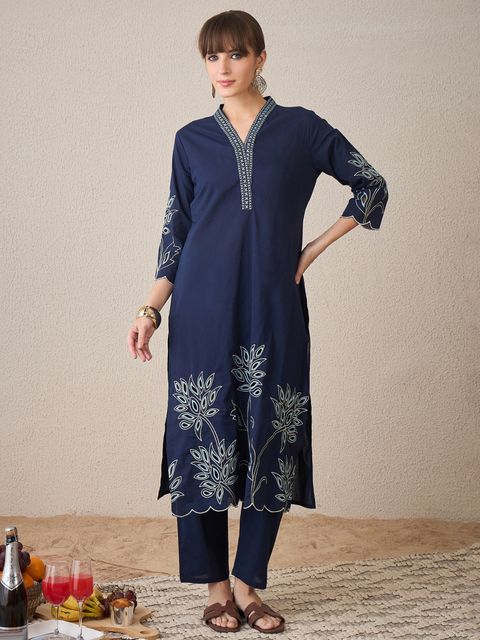 Indo Era Women Pure Cotton Kurta Pant Set - Image 4