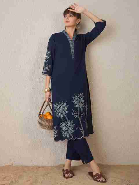 Indo Era Women Pure Cotton Kurta Pant Set - Image 2