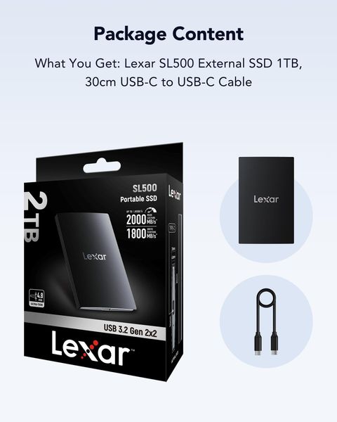Lexar SL500 1TB ポータブルSSD 本体 Lexar SL500 1 TB External Solid State Drive (SSD) USB 3.2 Upto