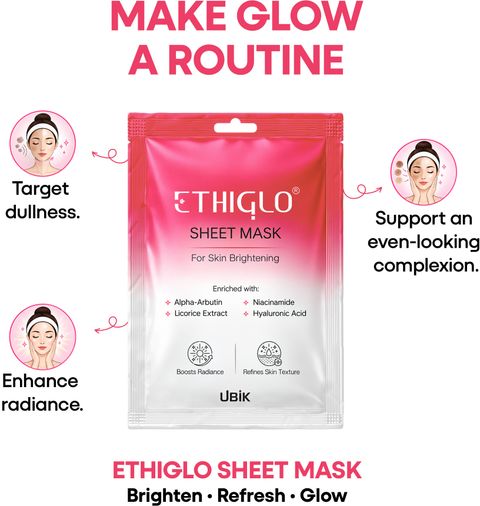 Ethiglo Brightening Sheet Mask with Niacinamide & Hyaluronic Acid, 25g - Image 8