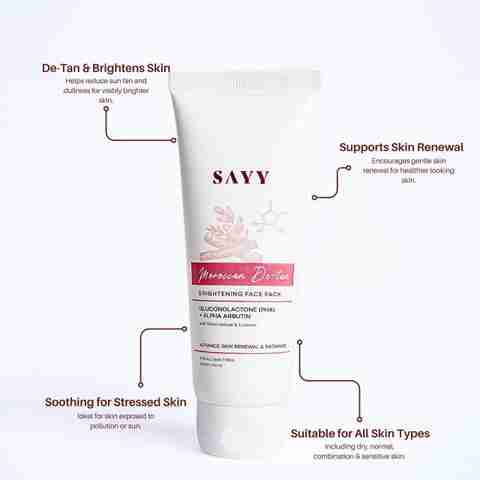 SAYY Moroccan De-tan Brightening face pack for Advance Skin Renewal & Radiance (100 g) - Image 3