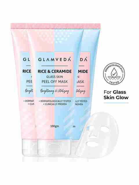 GLAMVEDA Rice & Ceramide Brightening Peel Off Mask (Pack of 3, 300g) - Image 3
