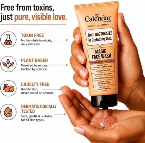 Calendar Magic Face wash | Tan Removal, Skin Brightening & Radiant Glow 97 Face Wash (100 ml) - Image 4