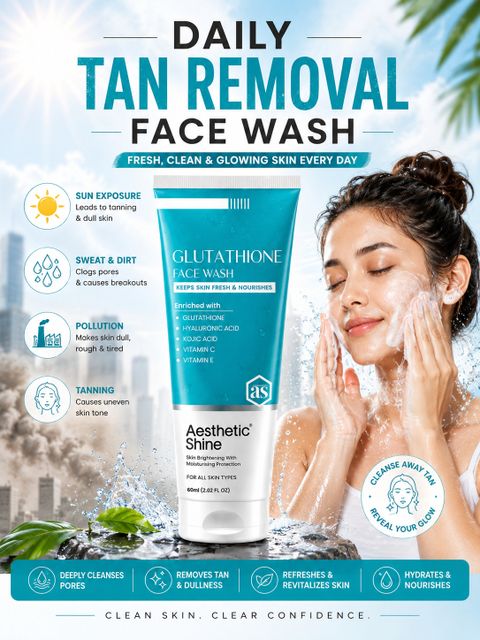 Aesthetic Shine Glutathione With Hyaluronic Acid , Kojic Acid, Niacinamide & Betaine Face Wash