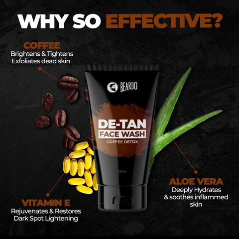 BEARDO Ban The Tan Kit | Reduces Tan for Glowing | Coffee De-Tan Face Scrub & Face Wash (150 ml) - Image 8