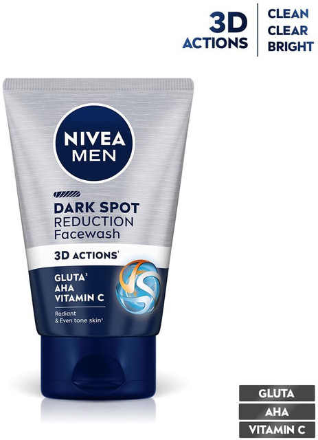 nivea glutathione Dark Spot Reduction 3D Actions Gluta AHA Vitamin C facewash 100g Pack of 3 Face Wash Triple bright power with Best Glutathione for Fatty S-Acetyl-Glutathione Buy More and Save:3 Box Deal $149.00