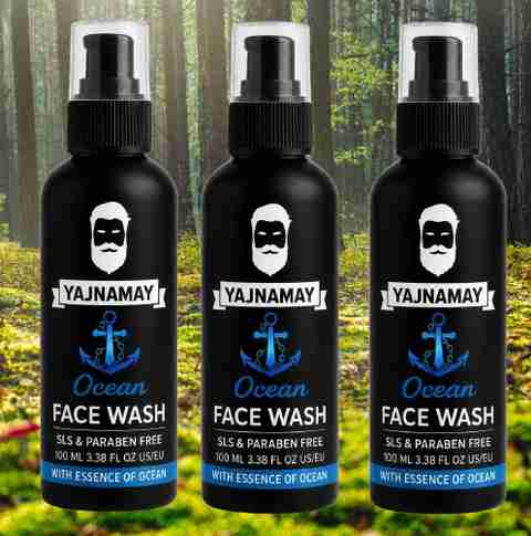 YAJNAMAY Ocean for Men Oil Control Pump (Pack 3) Face Wash (300 ml) - Image 5