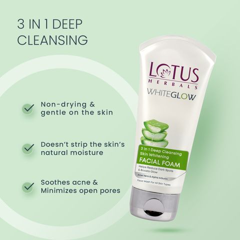 Lotus Herbals Whiteglow 3-in-1 Deep Cleaning Whitening Facial Foam, - Image 6