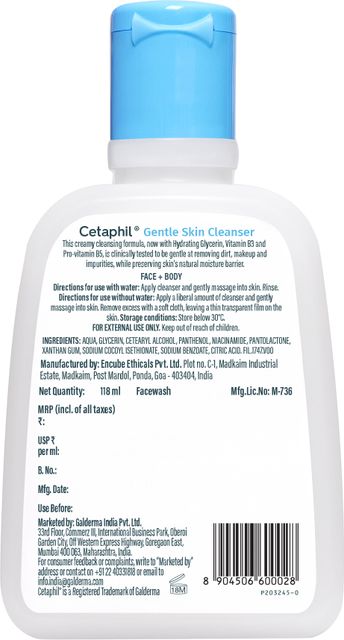 Cetaphil Gentle Skin Cleanser Face Wash, 118 ml - Image 3