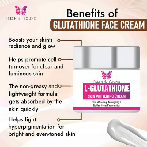 glutathione korean cream Fresh & Young L- for Skin Whitening, Glass Skin with Vitamin C Price in India Quantity:Double-Pack ($69) Nature's Craft, Glutathione W-Shop