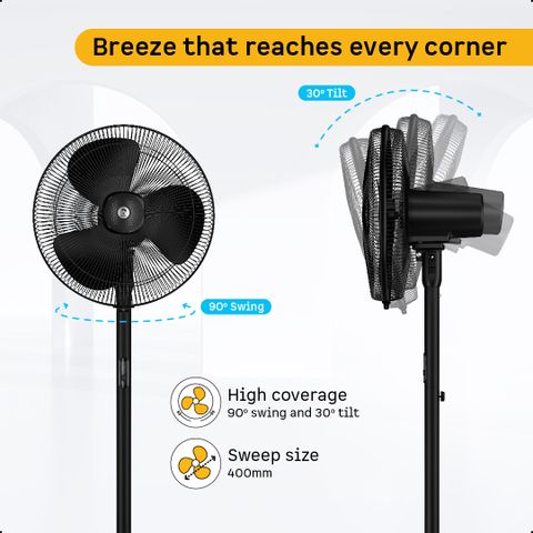 Atomberg Renesa Silent Pedestal Fan 400mm Midnight Black - Image 8