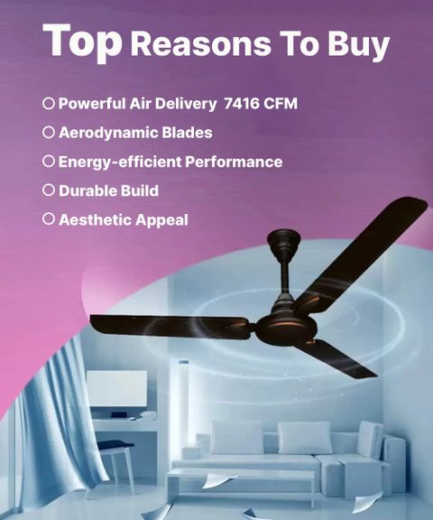 Crompton SUREBREEZE HILLBRIZ DECO 1200mm Ceiling Fan, Smoked Brown - Image 5