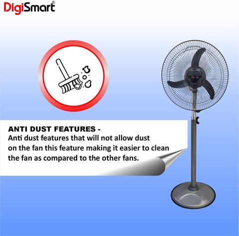 DIGISMART 400mm Pedestal Fan, Grey - Image 7