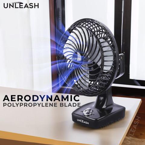 unleash CRYO | 230 MM | HIGH SPEED | 9 INCH | TABLE FAN | FOR HOME with 1 Year Warranty Energy Saving 230 mm Table Fan (Black | Pack of 1) - Image 7