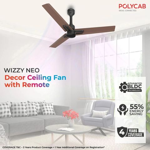 Polycab Wizzy Neo 1200mm BLDC Ceiling Fan, Brown Copper - Image 5