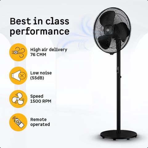 Atomberg Renesa Silent Pedestal Fan 400mm Midnight Black - Image 6