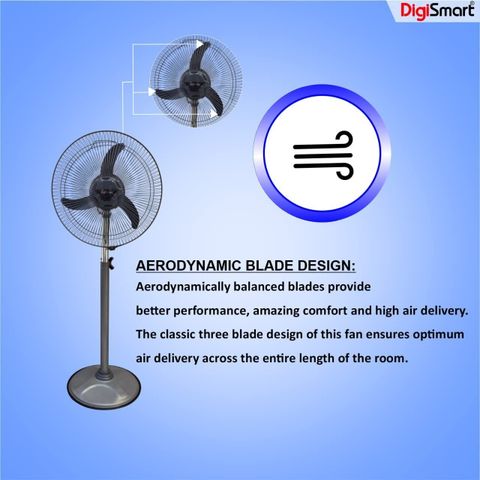 DIGISMART 400mm Pedestal Fan, Grey - Image 6