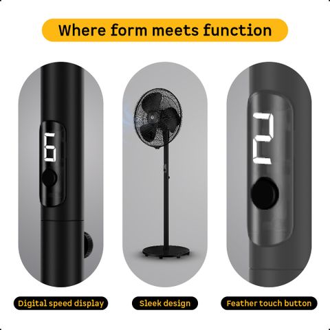 Atomberg Renesa Silent Pedestal Fan 400mm Midnight Black - Image 4