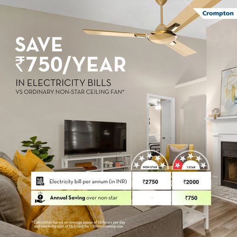 Crompton SUREBREEZE HILLBRIZ DECO 1200mm Ceiling Fan, Smoked Brown - Image 4