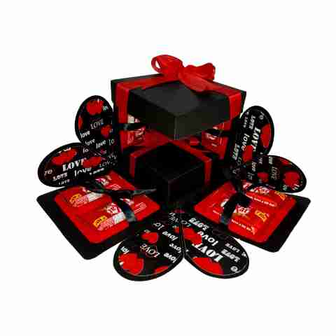 US IDEAL CRAFT Explosion Box Gift with 8 Kitkat Chocolates, Red/Black - Image 3
