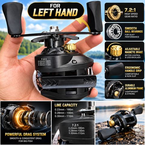 Puedo Left Grip Premium Baitcast Fishing Reel - Image 7