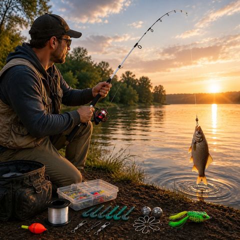 River Hunt Tackle Starter Kit Fishing Rod and Reel Combo (150 cm, - Image 3
