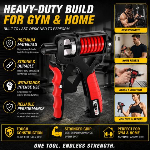 FIZONT Adjustable Hand Grip Strengthener 5-165 kg for Forearm Wrist Finger Training Hand Grip/Fitness Grip (Red, Black) - Image 4