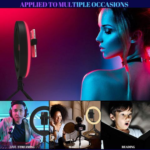 shipsify शिपà¥à¤¸à¤¿à¤«à¤¾à¤¯ 10inch RGB Light with Tripod Stand & Phone Holder for YouTube Video, Makeup रिà¤à¤ फà¥à¤²à¥à¤¶ (à¤à¤¾à¤²à¤¾) - Image 6