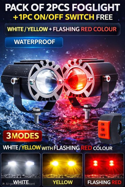 Anaisha Enterprises LED Fog Lamp Unit for KTM, TVS, Royal Enfield, Bajaj, Hero Universal For Car - Image 6