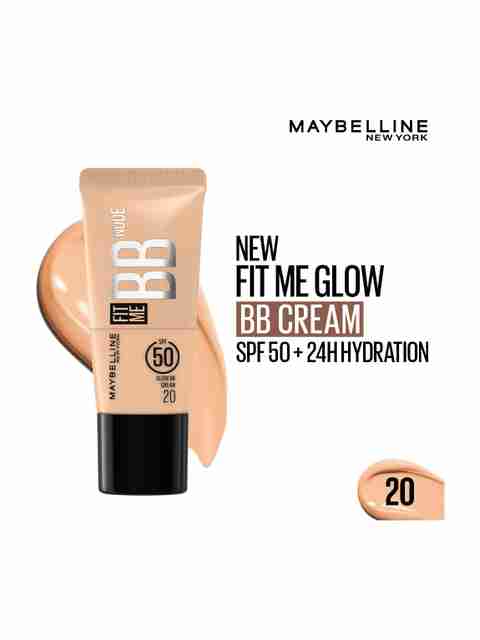 MAYBELLINE NEW YORK Fit Me Glow BB Cream, SPF 50, 24H Hydration, Niacinamide Foundation (Shade 20, 25 ml) - Image 3