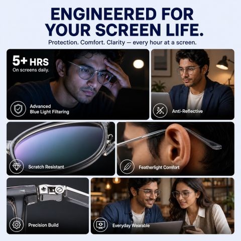 Lenskart Blu Full Rim Square Anti Glare & Blue Cut Computer Glass For Men & Women (49 mm) - Image 6